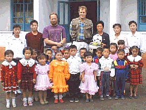 Peter Hayes and David Von Hippel with Teachers and Children from Unhari Kindergarten