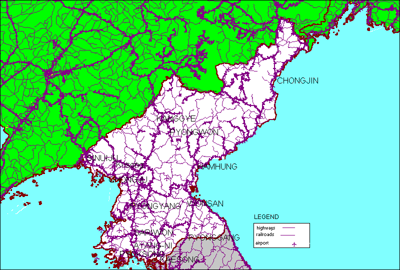 DPRK Transportation Map