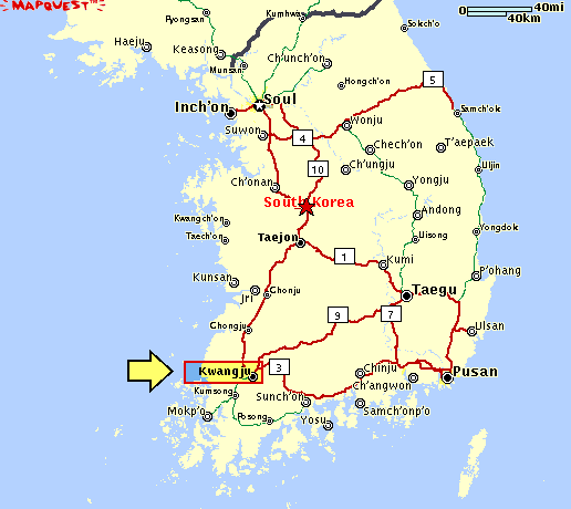 Map of Kwangju, ROK